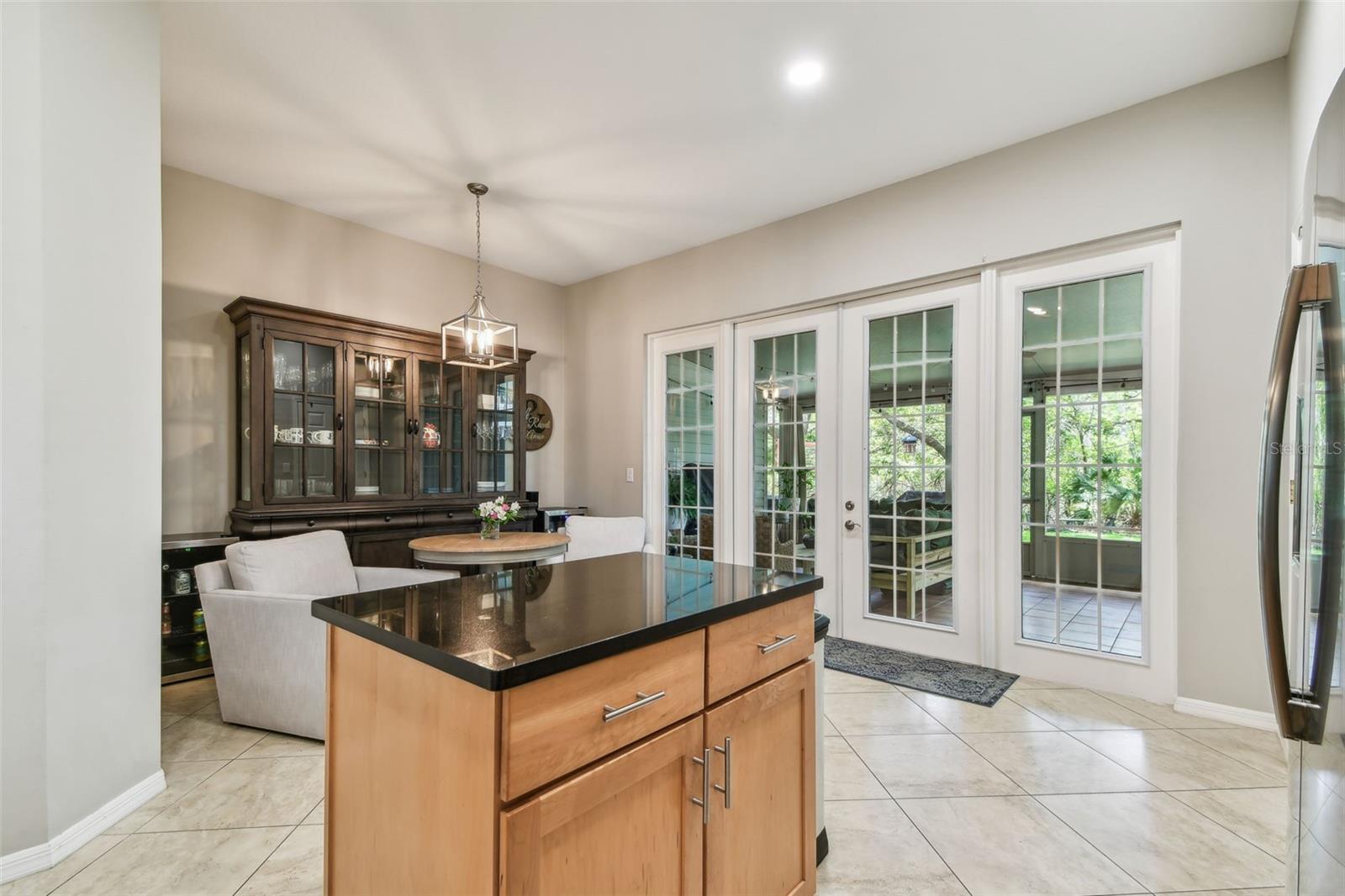 French doors out to patio