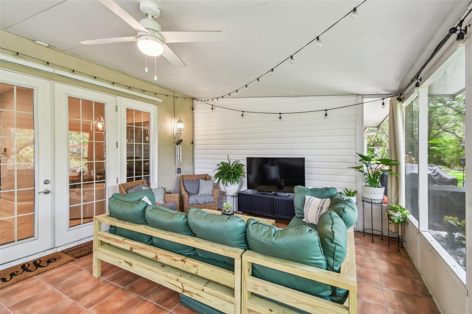 Screened patio under roof