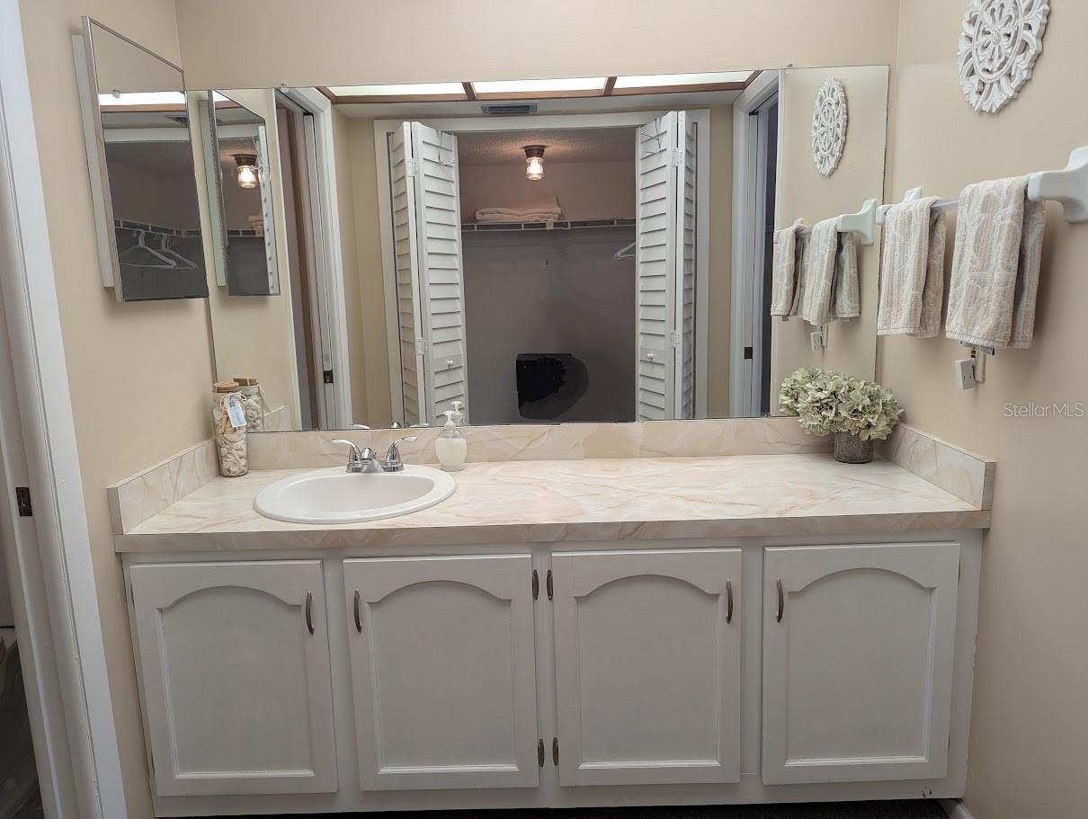 Vanity and walk in closet in primary ensuite