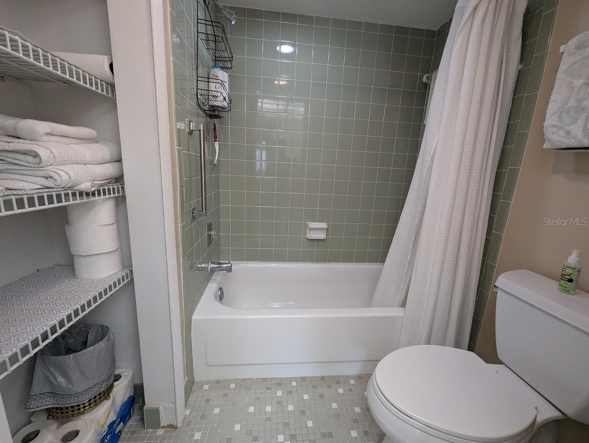 Primary ensuite with tub shower