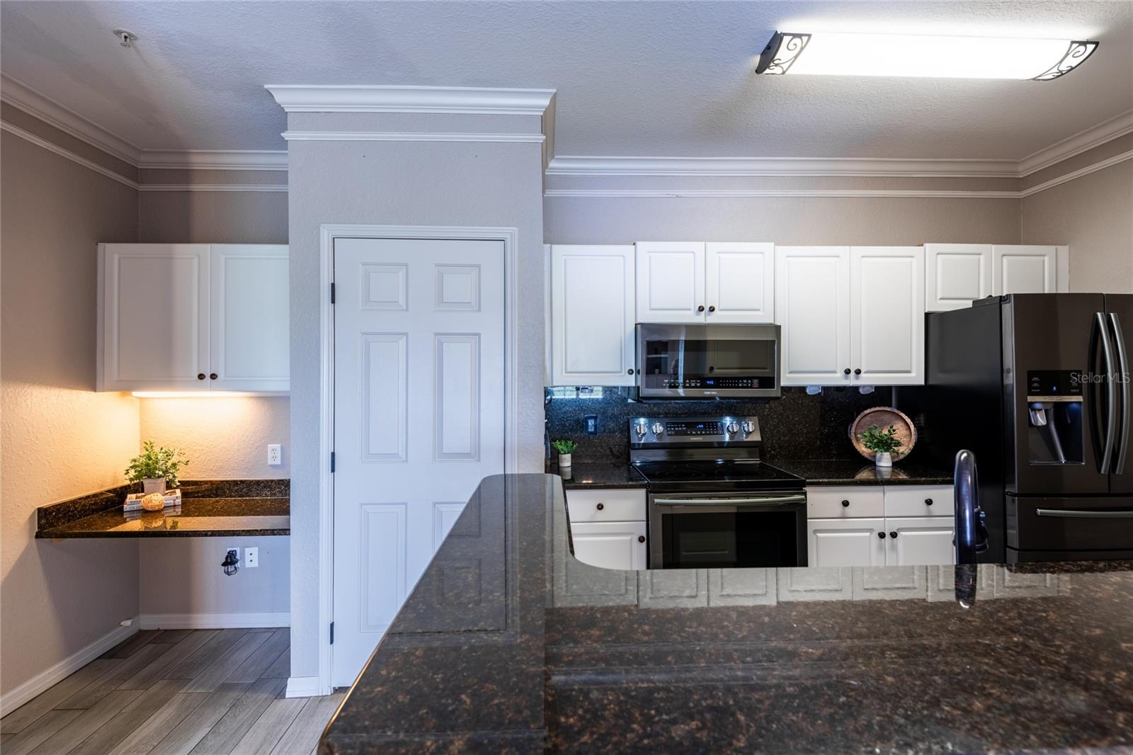 Kitchen and desk area