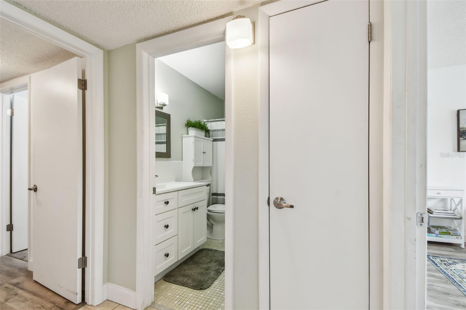 Hall bathroom with tub. Updated and nice