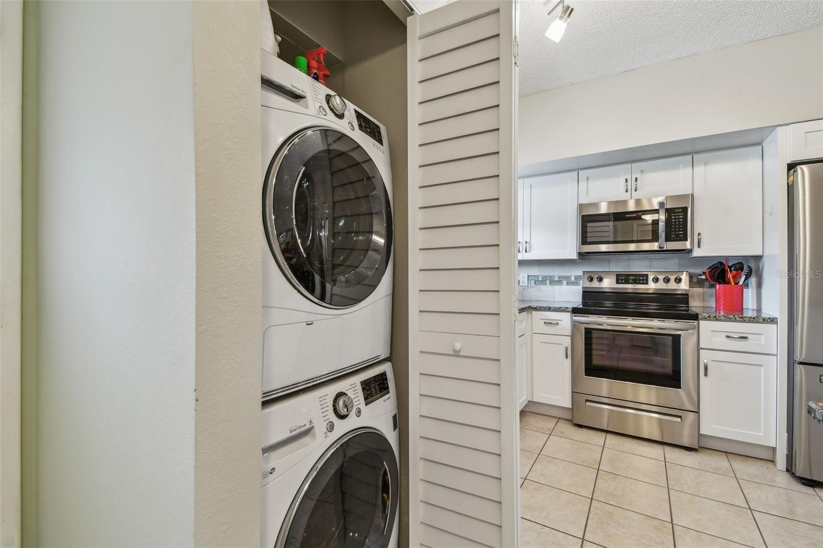 Stackable LG washer/dryer in Kitchen
