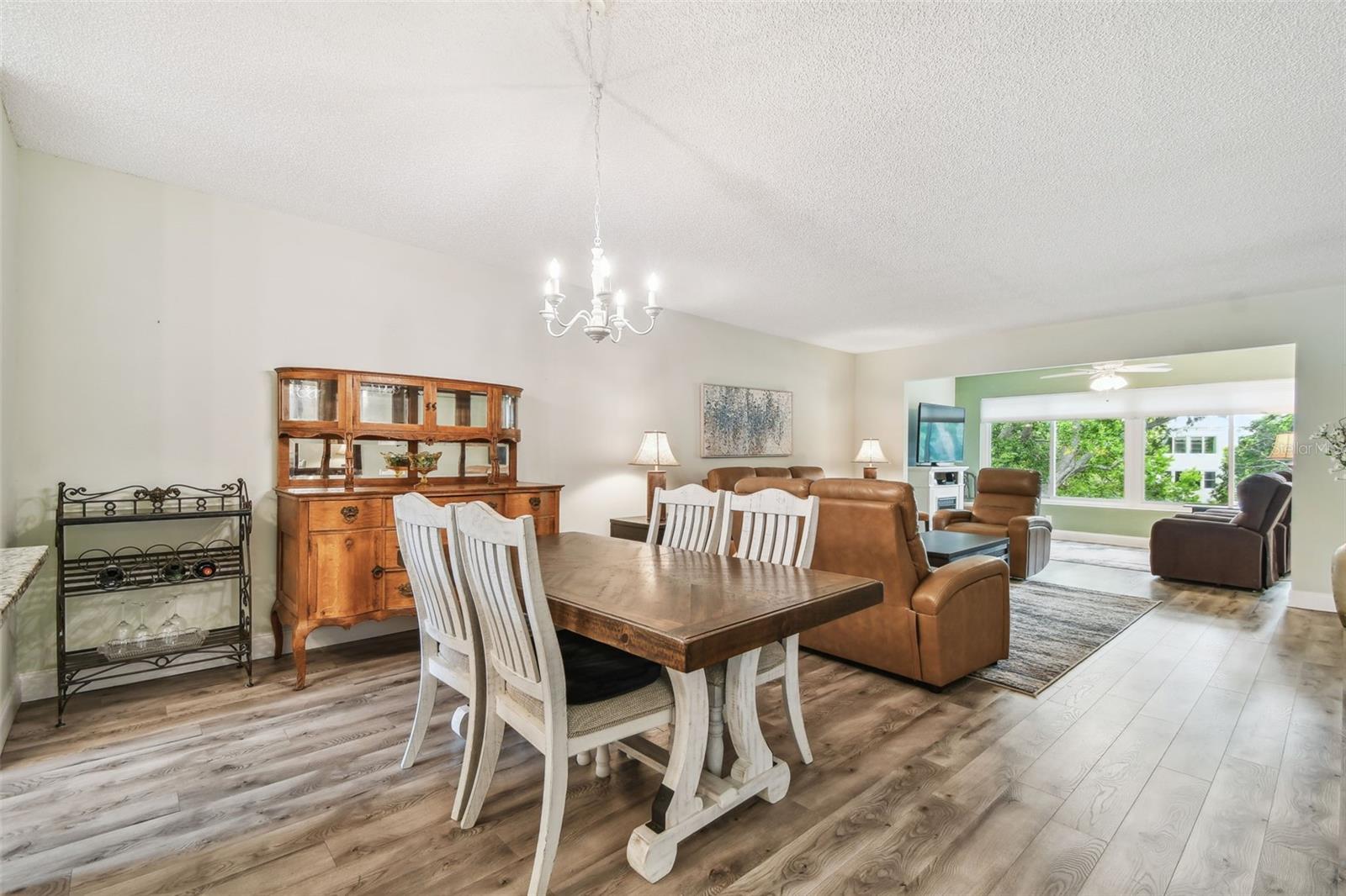 Large Dining space with luxury vinyl flooring