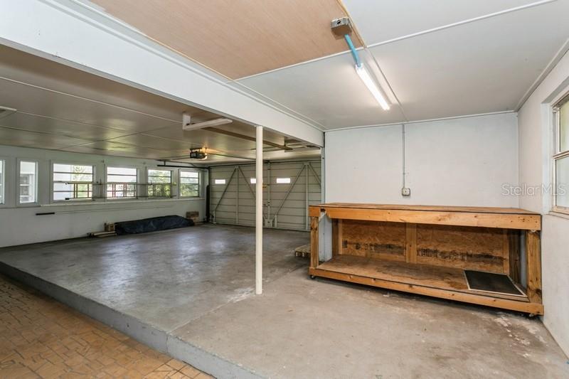 2 car garage and workbench area
