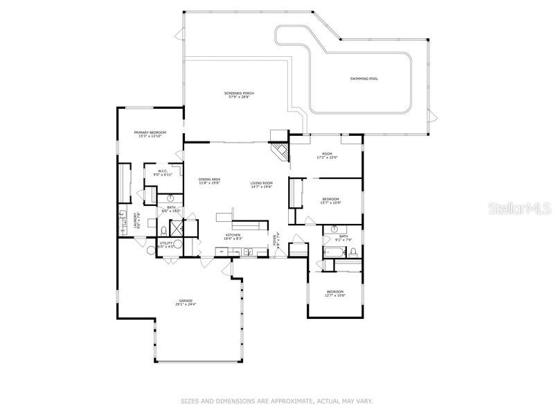 Floor Plan - sizes and dimensions are approximate, actual may vary