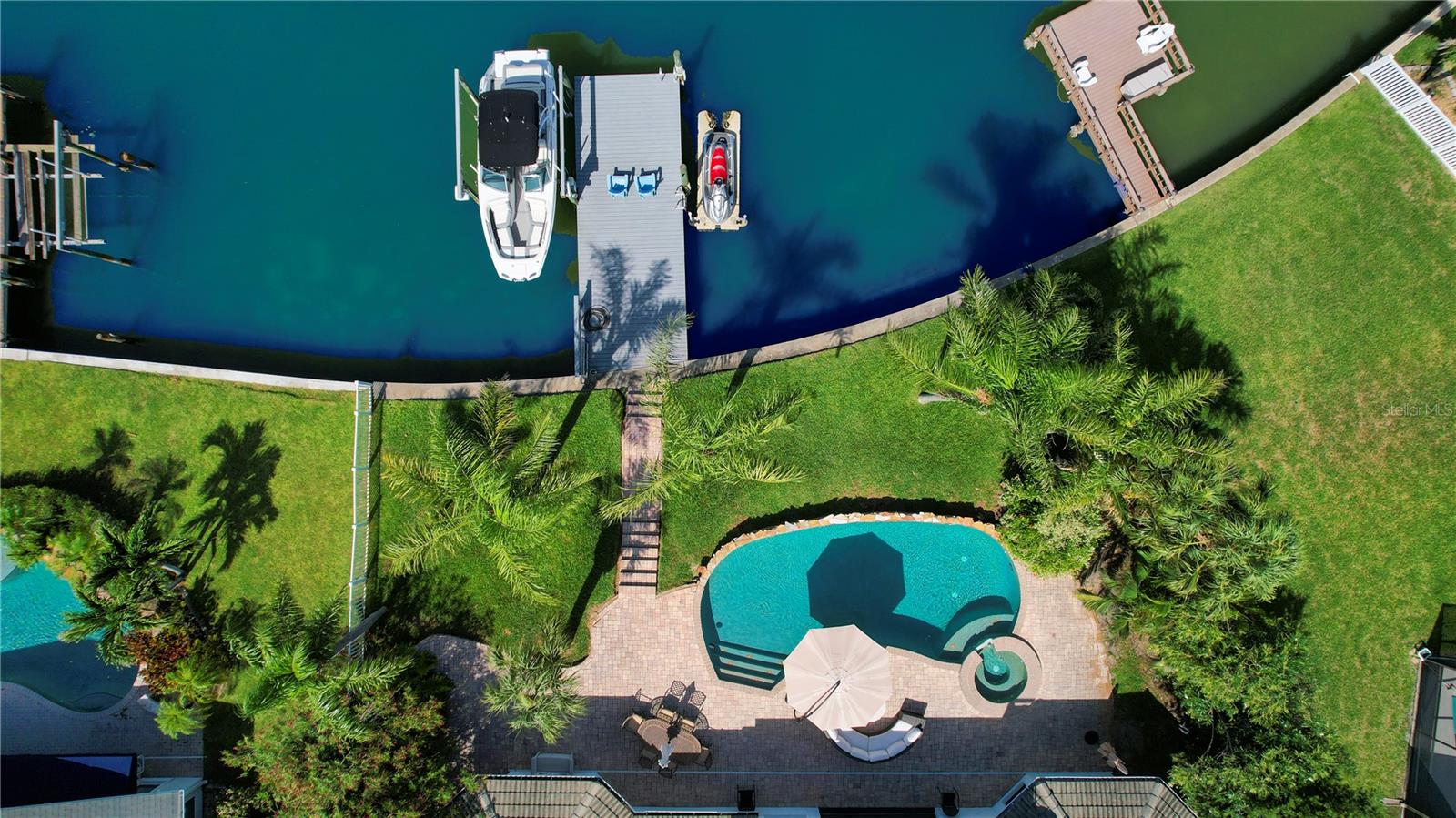 An Aerial view of your back yard and dock