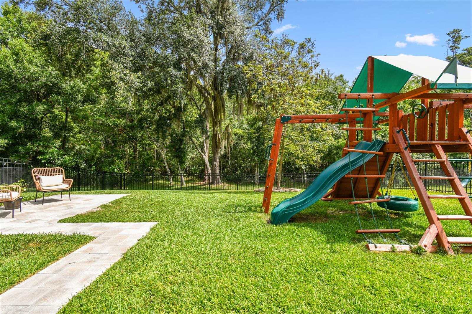 Large Yard overlooking lush conservation