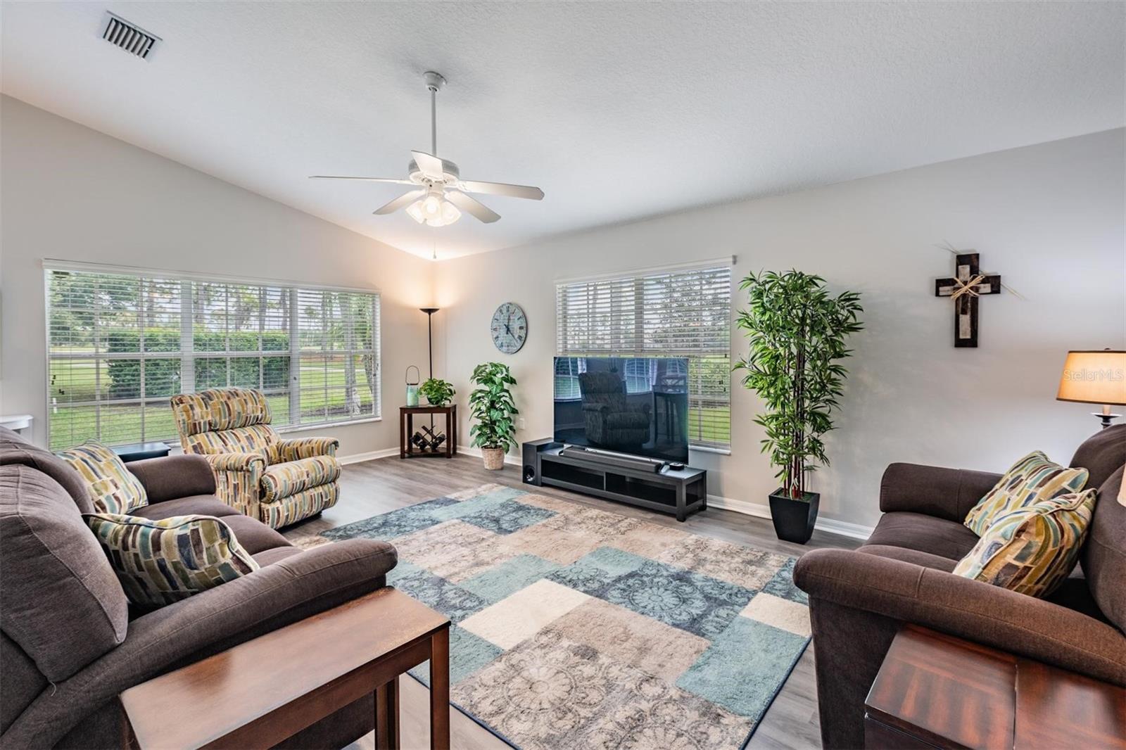 Large windows provide natural light and great views