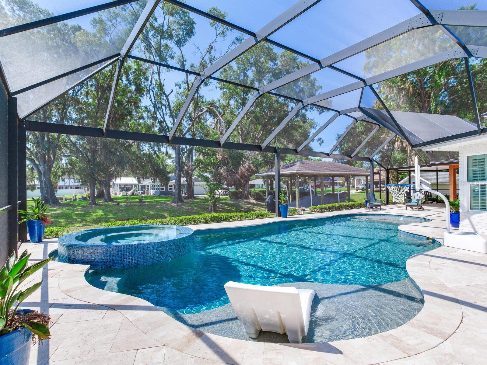 Pool with 2 Sun Shelves