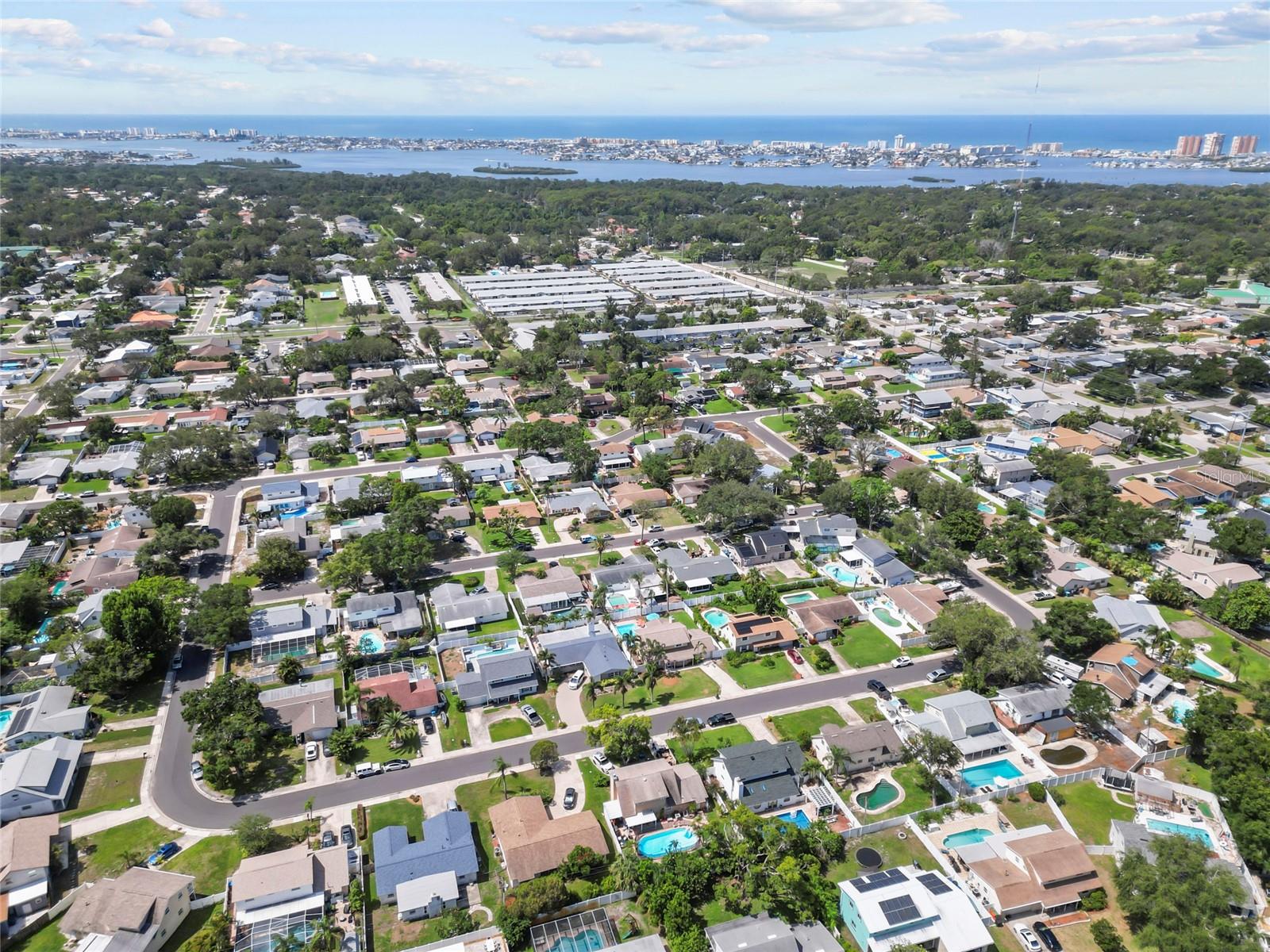 SW Aerial View of Neighborhood showing proximity to the Gulf and Barrier Island Beaches