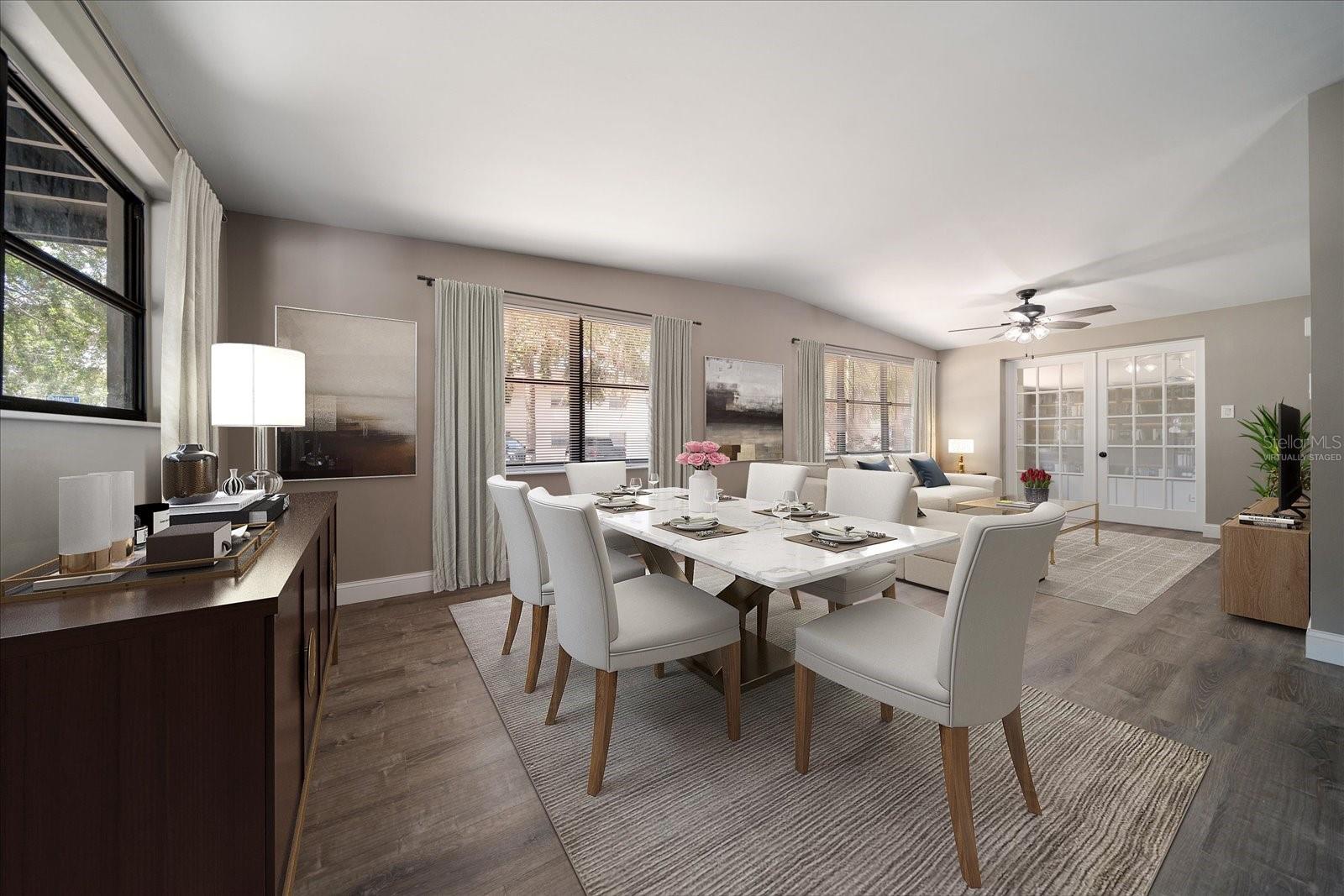 Virtually Staged Dining/Living Room