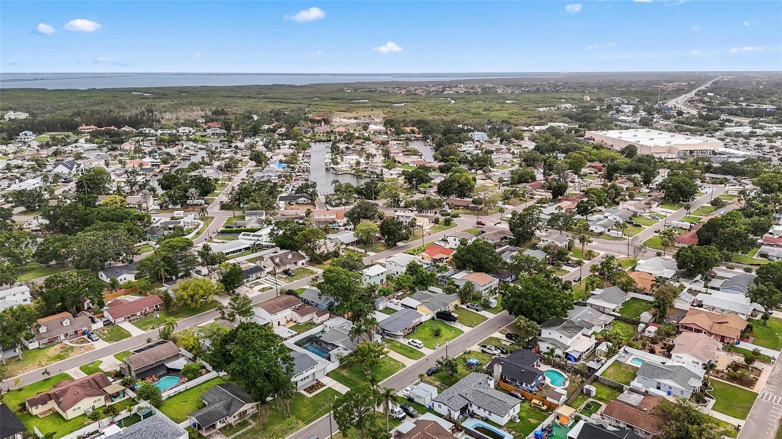 Aerial view with Canals-Boat Ramp