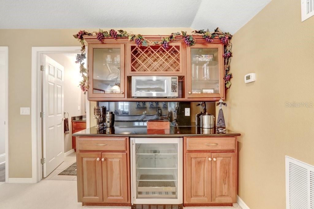 Dry Bar with wine fridge and microwave