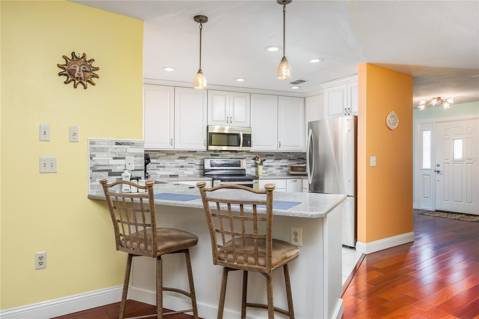 Breakfast Bar with Pendant Lighting