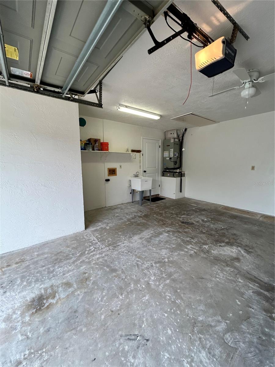 Oversized one car garage. Laundry hookups, utility sink.