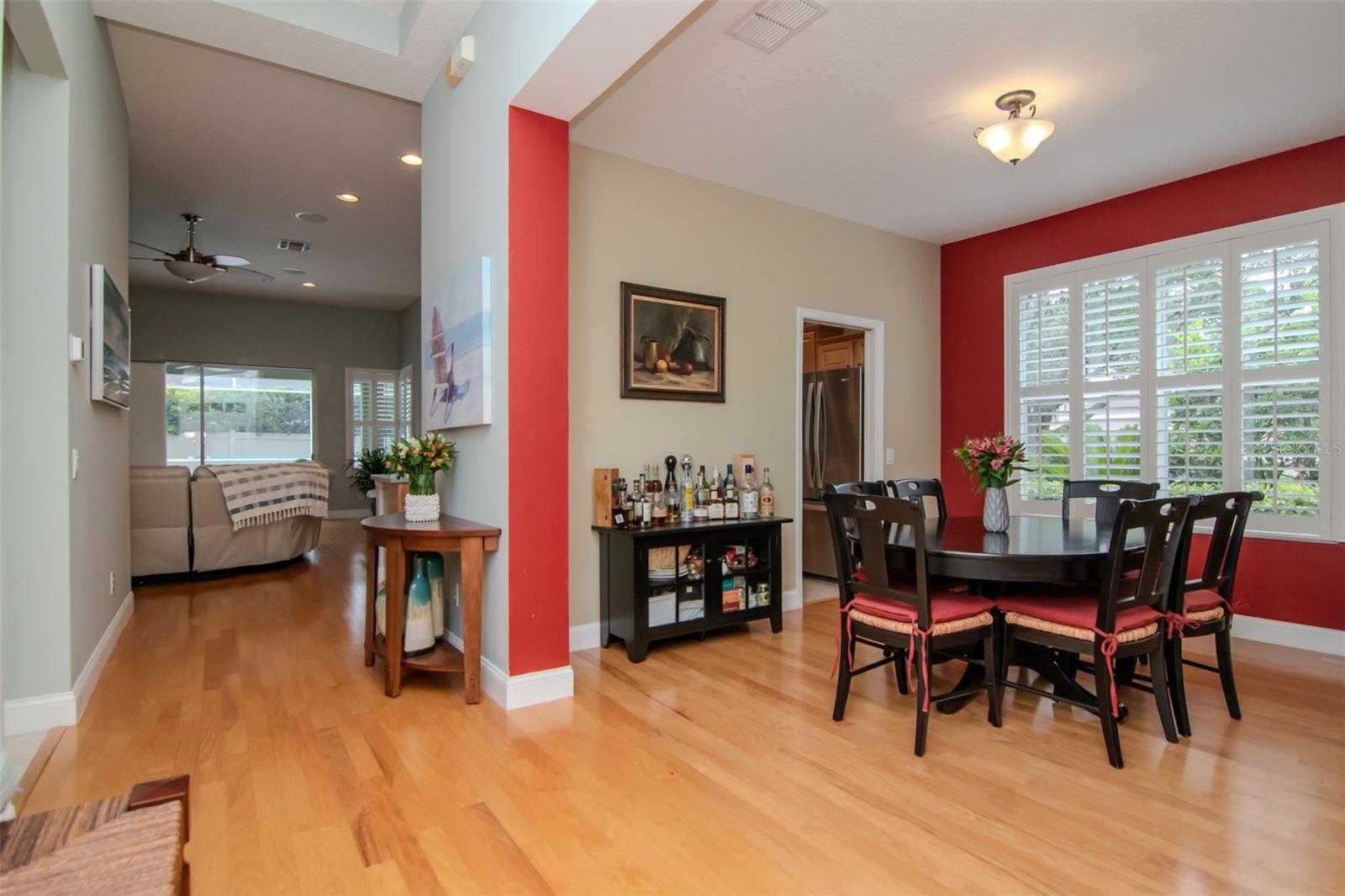 Looking from the Foyer to the Dining Room and into the Family Room