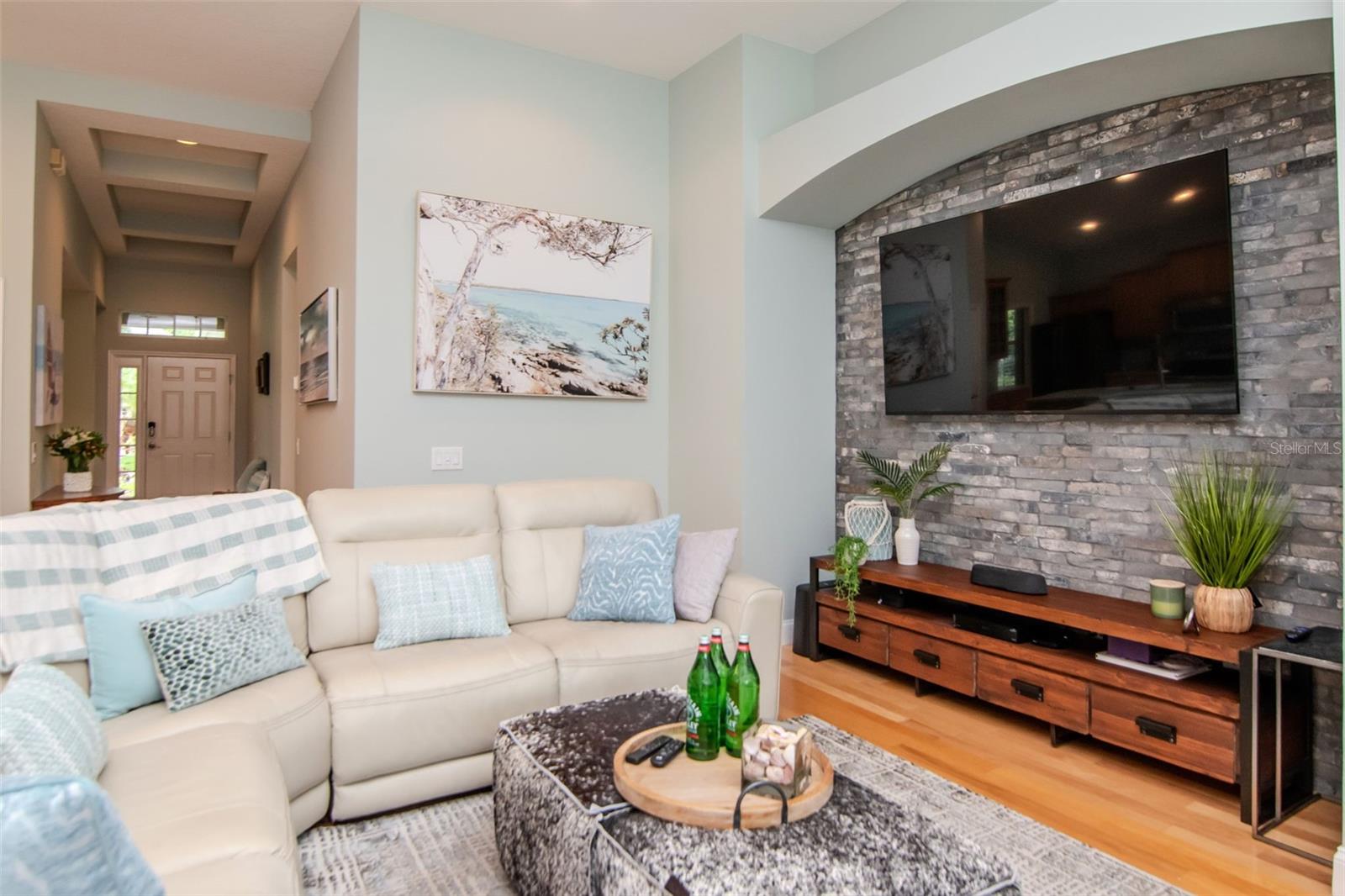 Feature Wall and hardwood Floors