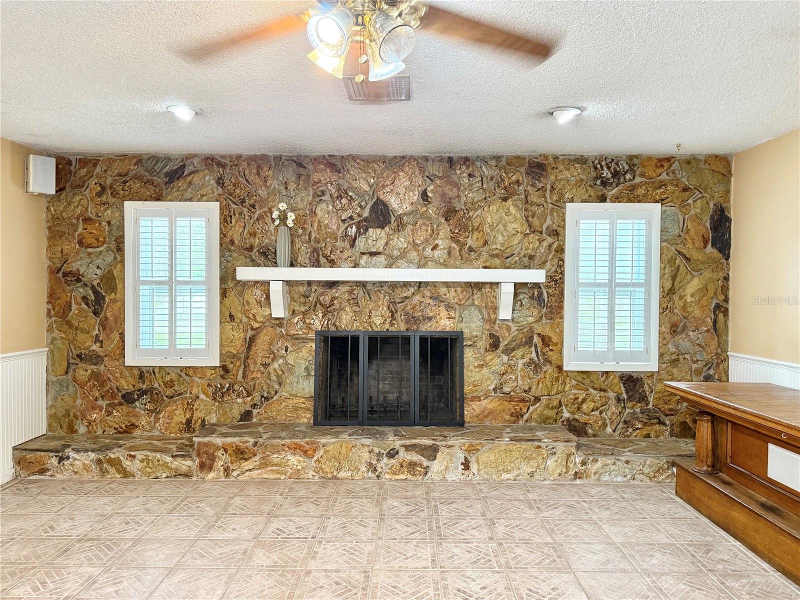 Family Room - Wood Burning Fireplace