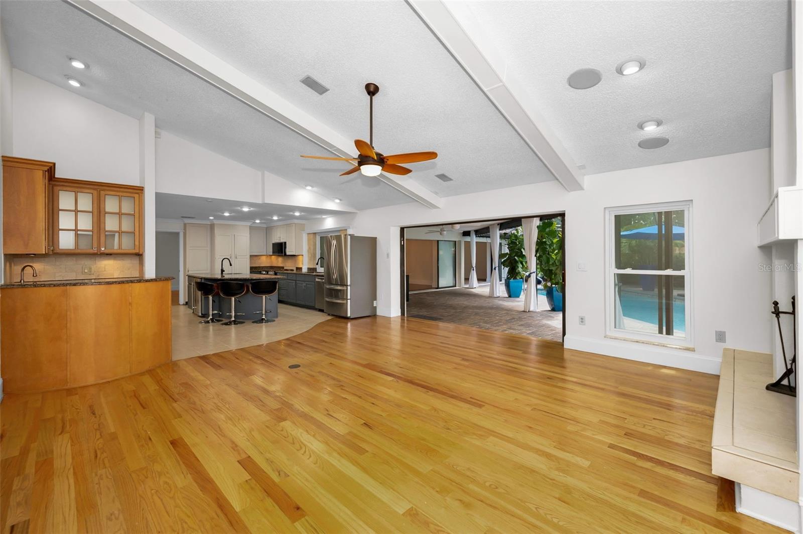 Wood Beamed Family Room!