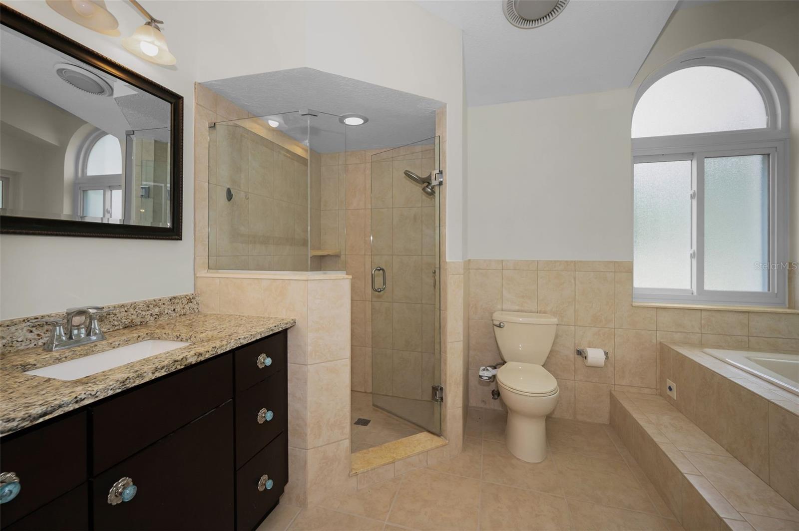Primary Bathroom Shower & Tub!