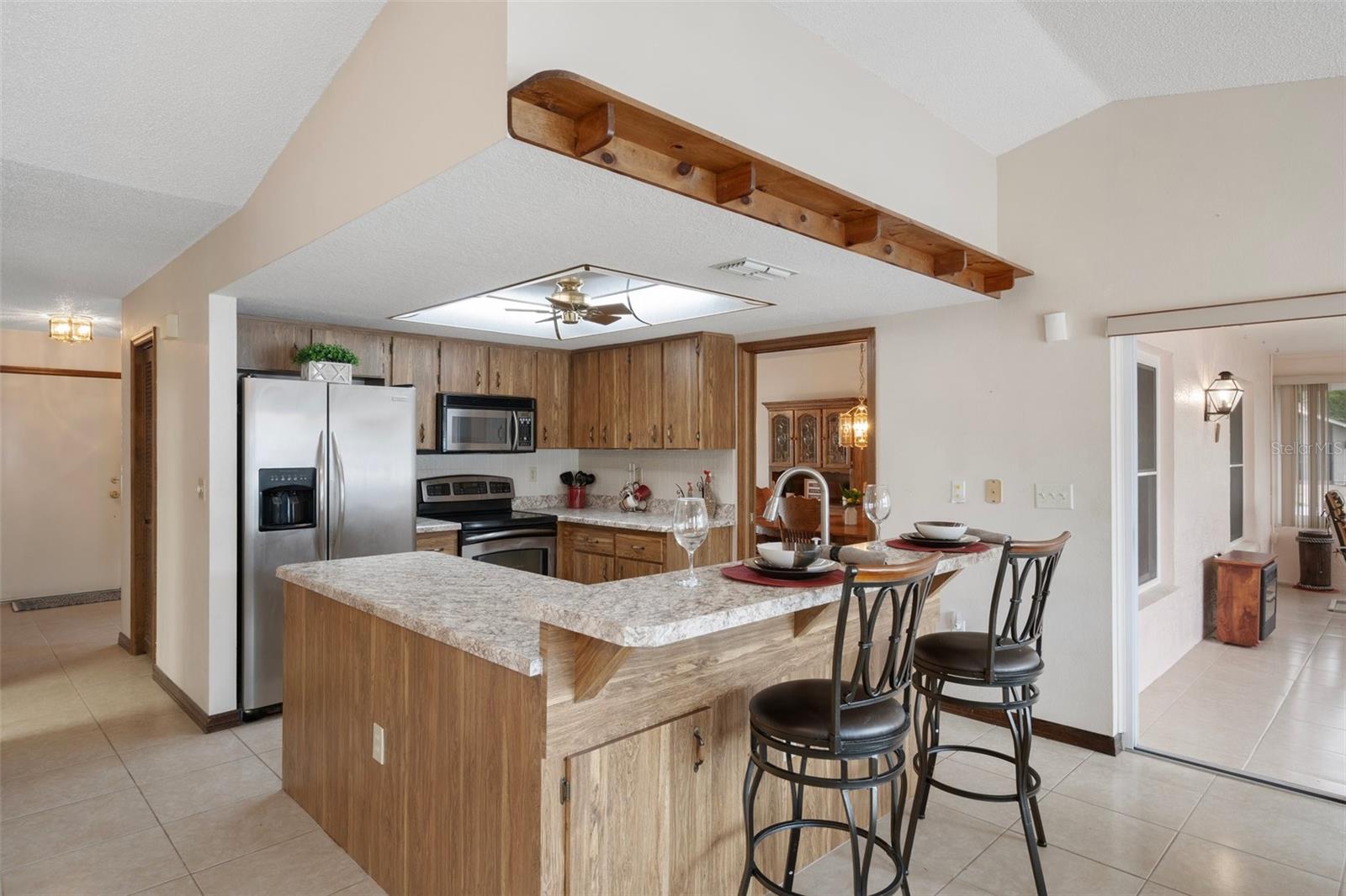 The Kitchen is open to the Family Room