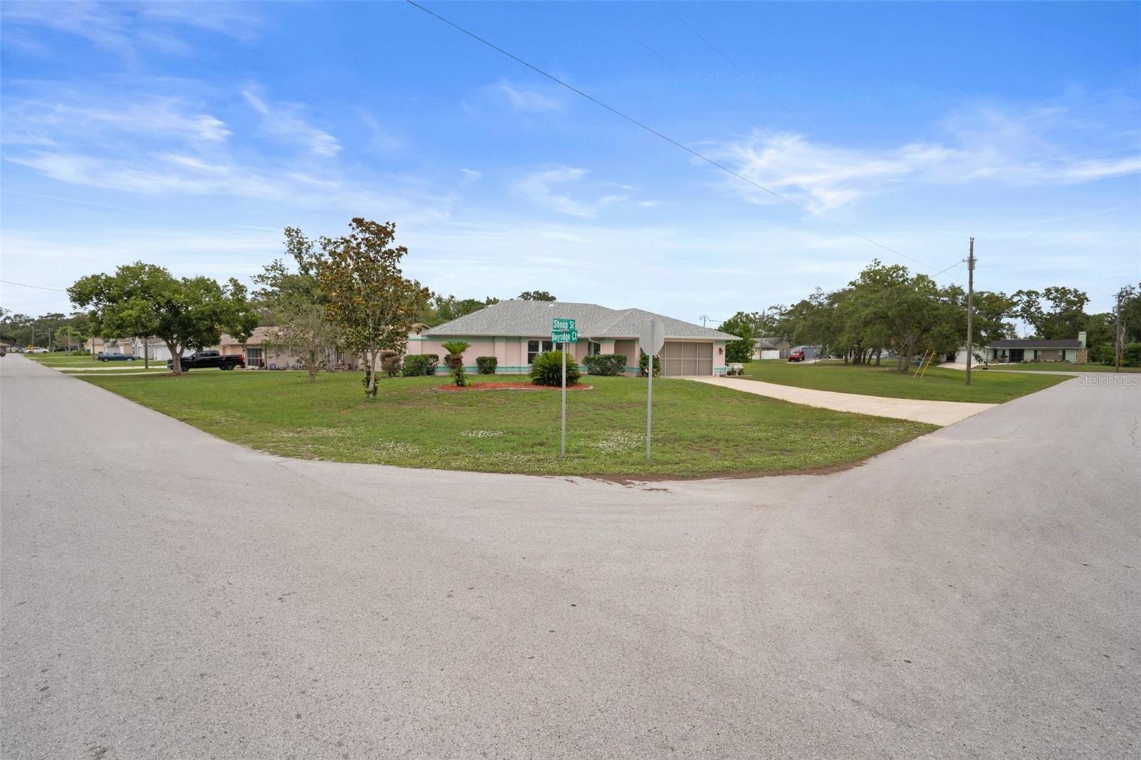 The home sits on the corner of the property