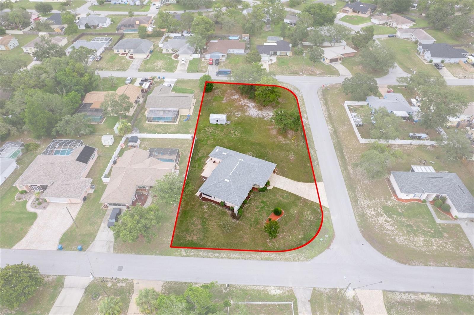 Aerial View of the outline of the property