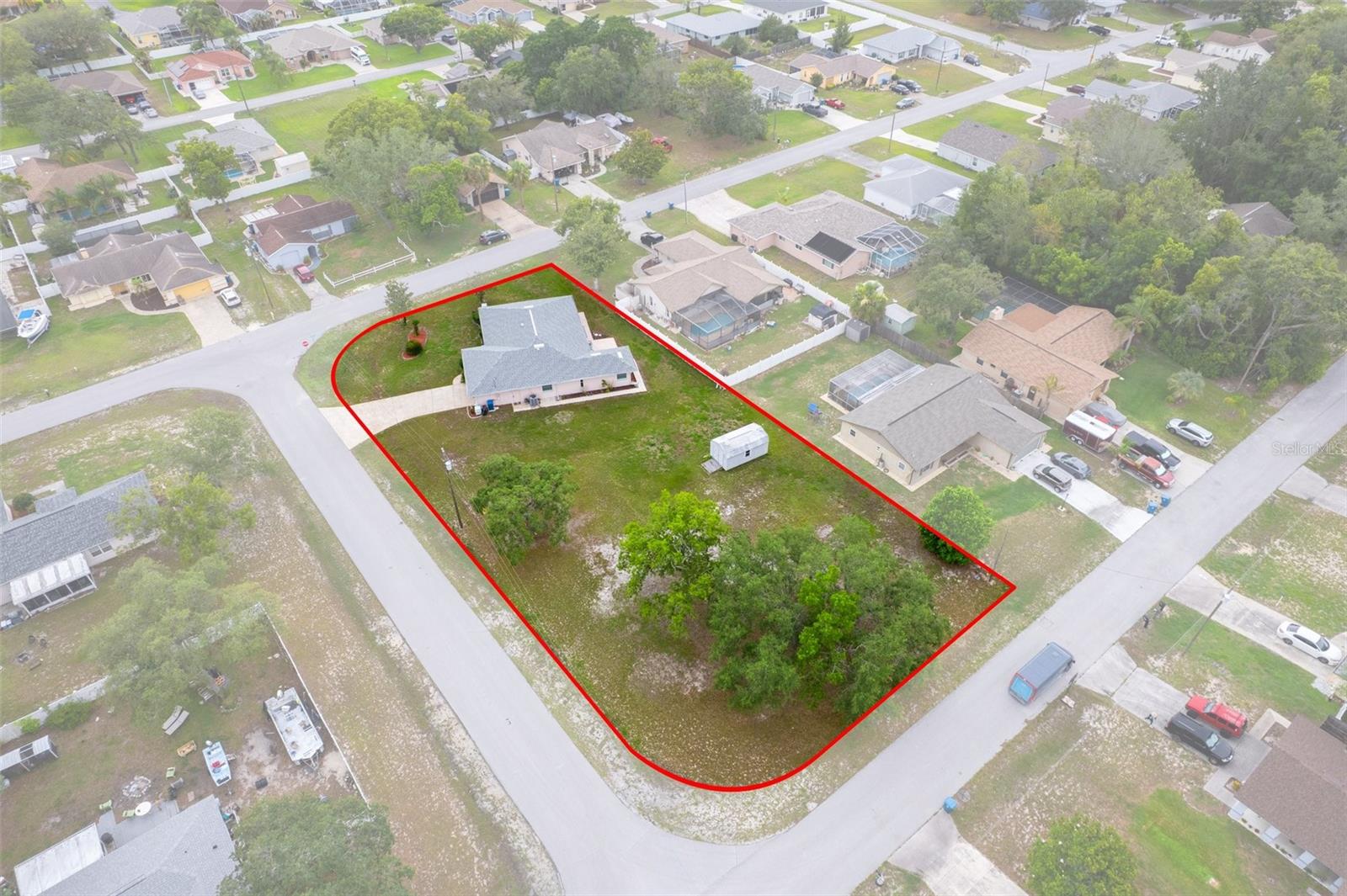 Aerial View of the outline of the property
