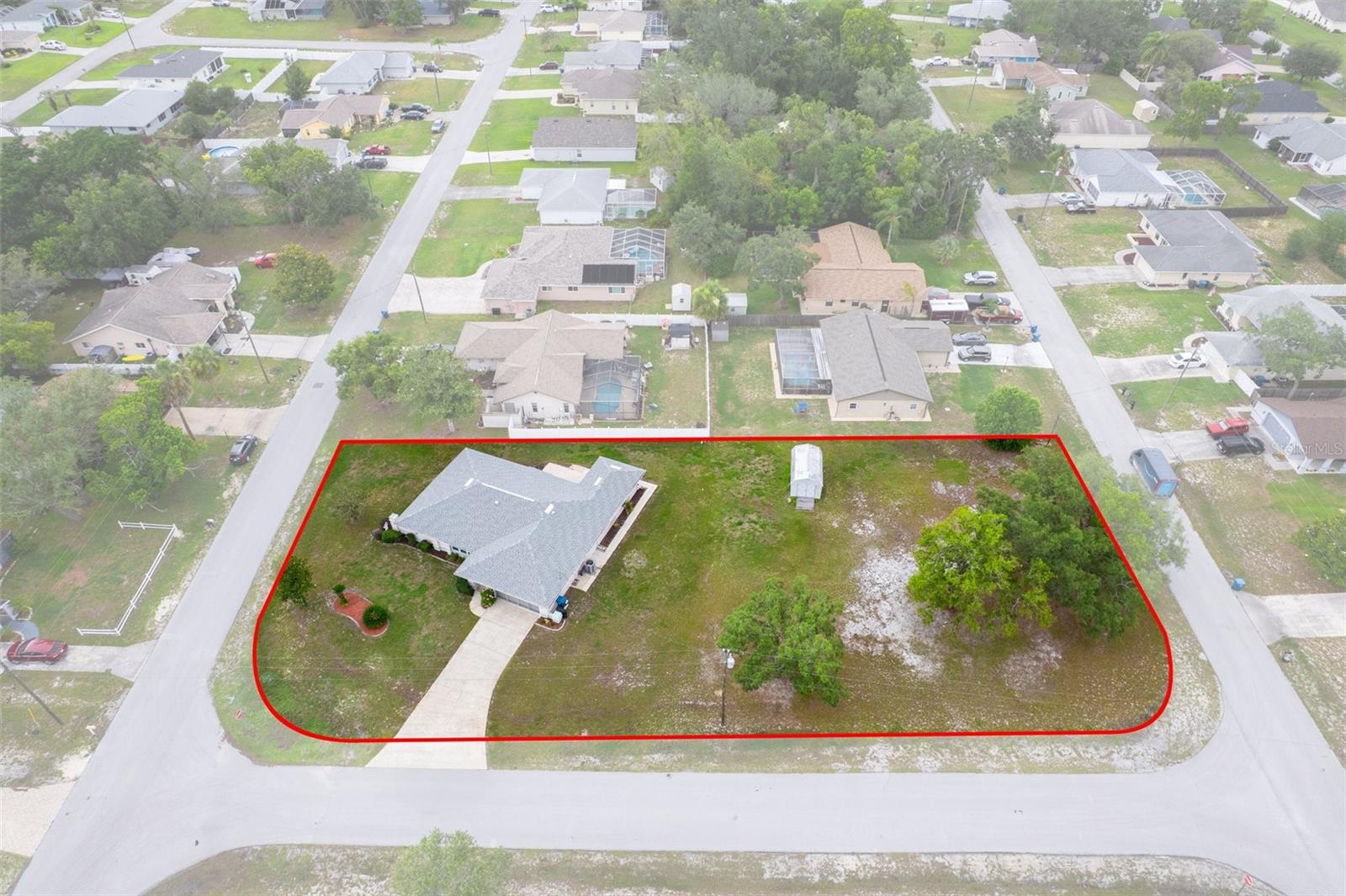 Aerial View of the outline of the property