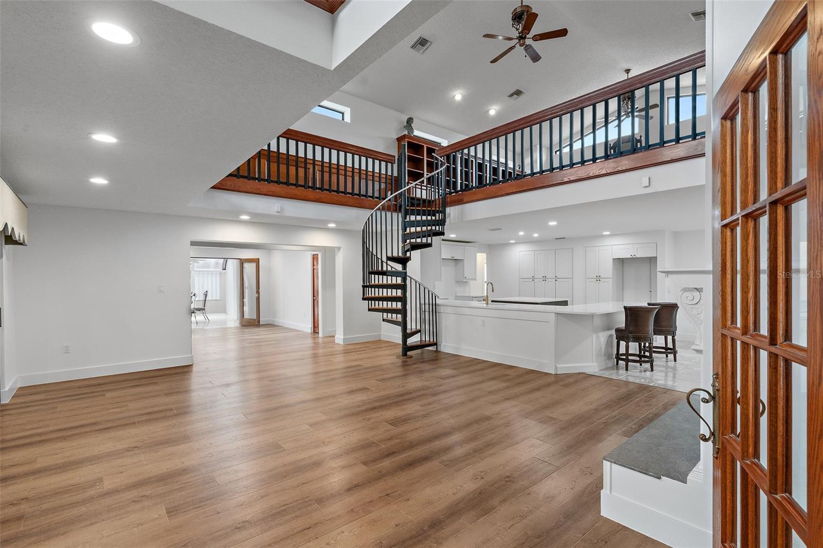Soaring Ceilings in 25' x 20' Family / Entertainment Room - just off New KITCHEN