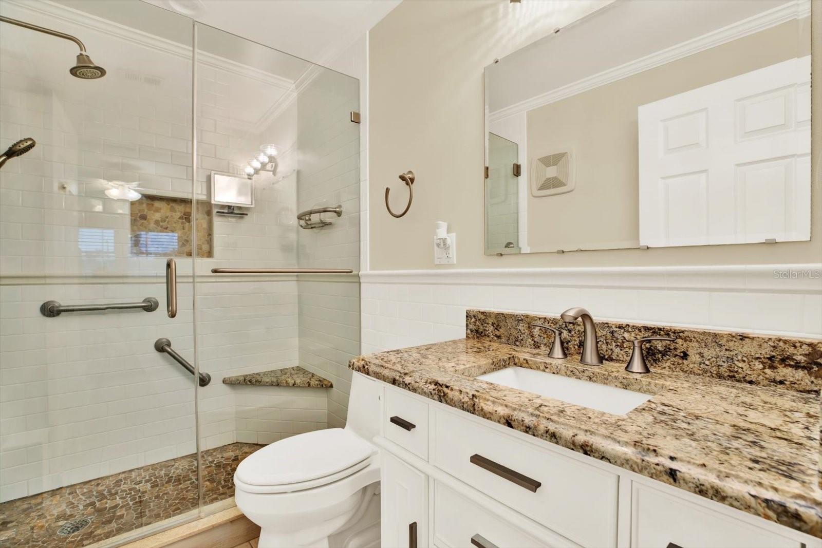 Updated En Suite Walk-in Shower with seat