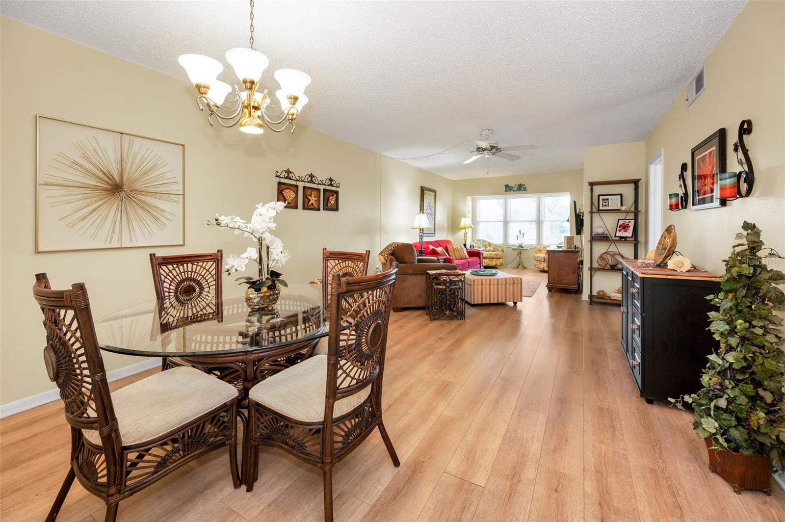 Large combo dining & living room space