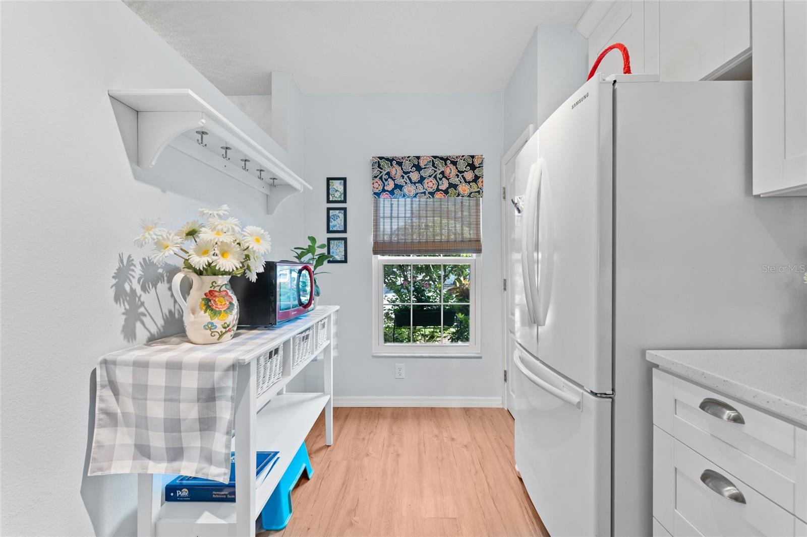 Step-saver kitchen with room for small bistro table