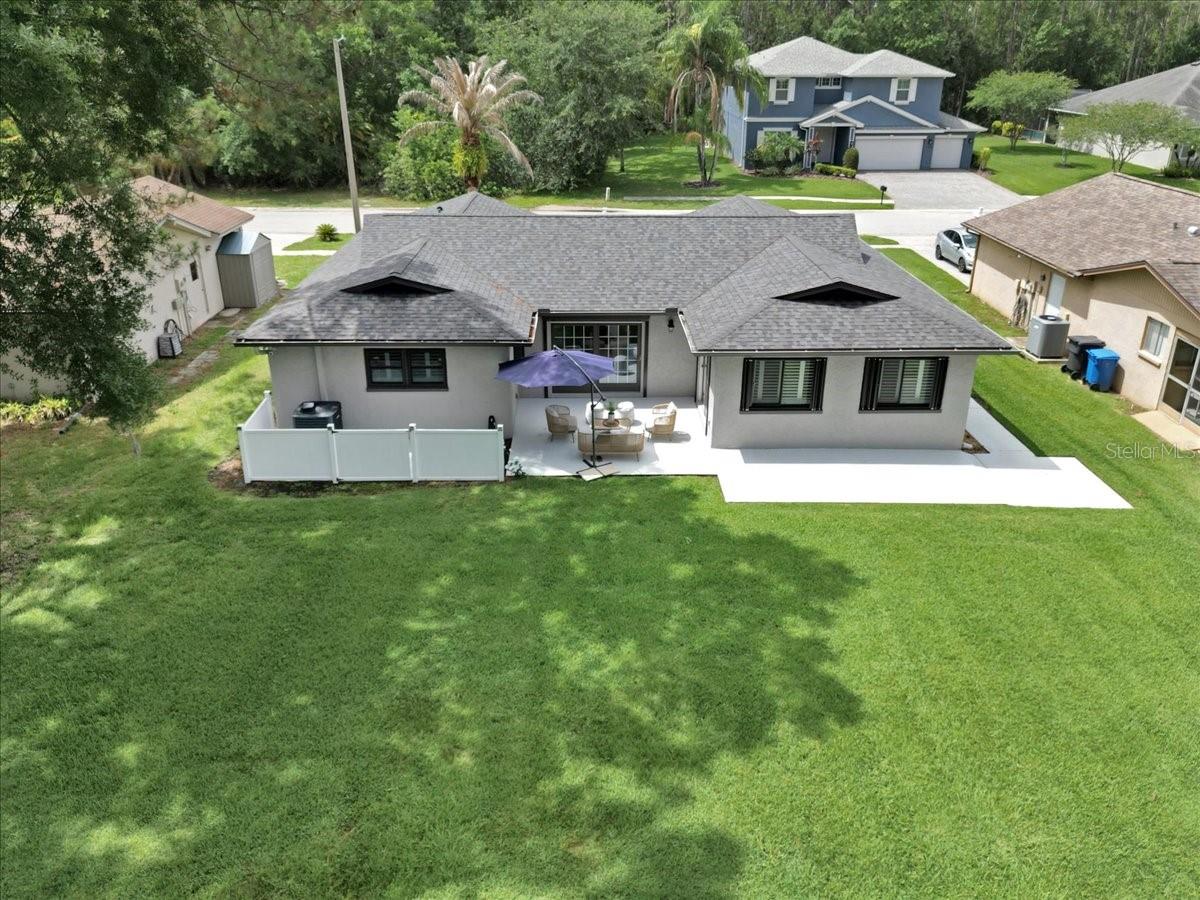 aerial of rear yard