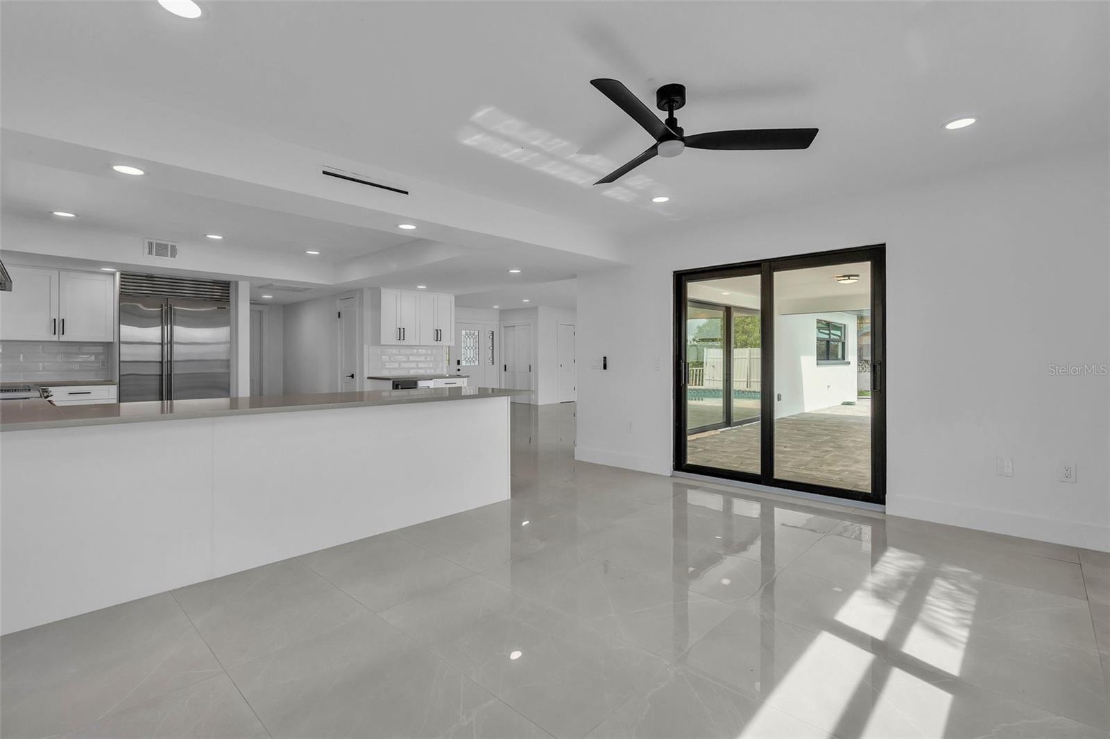 Kitchen has large island area