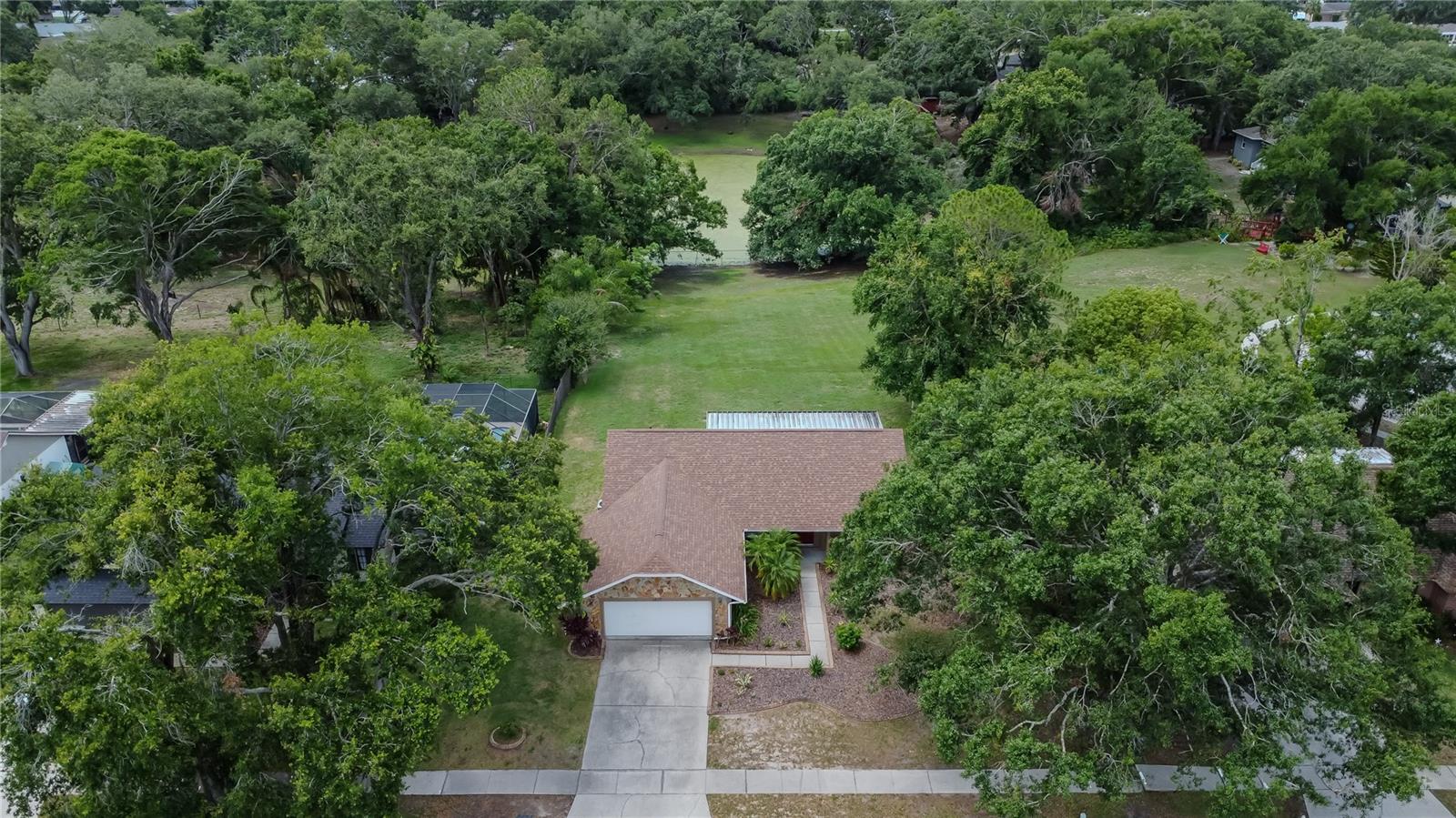 Aerial View - Large lot with pond