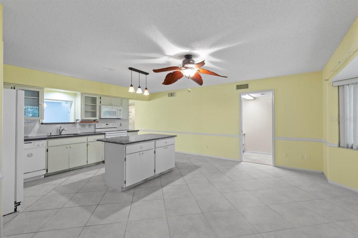 View of kitchen from back family room