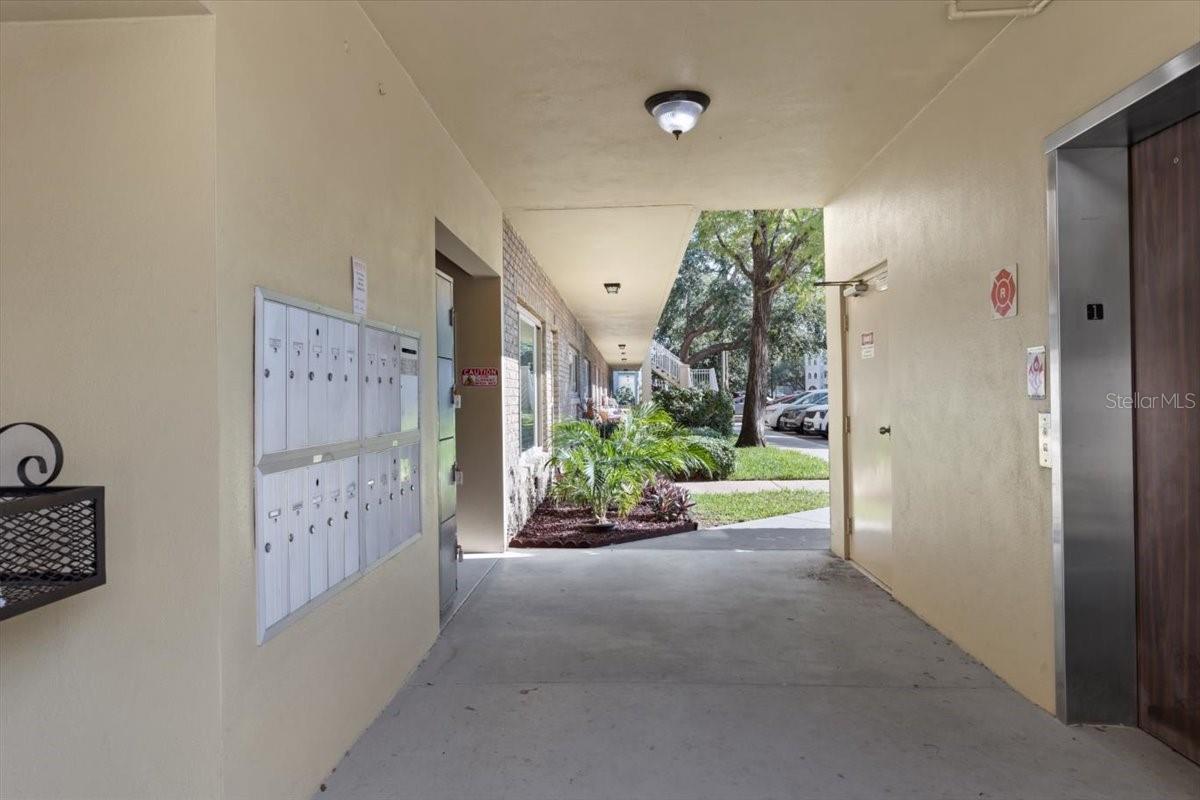 Common area, right out the front door including elevator, mail box and close to storage