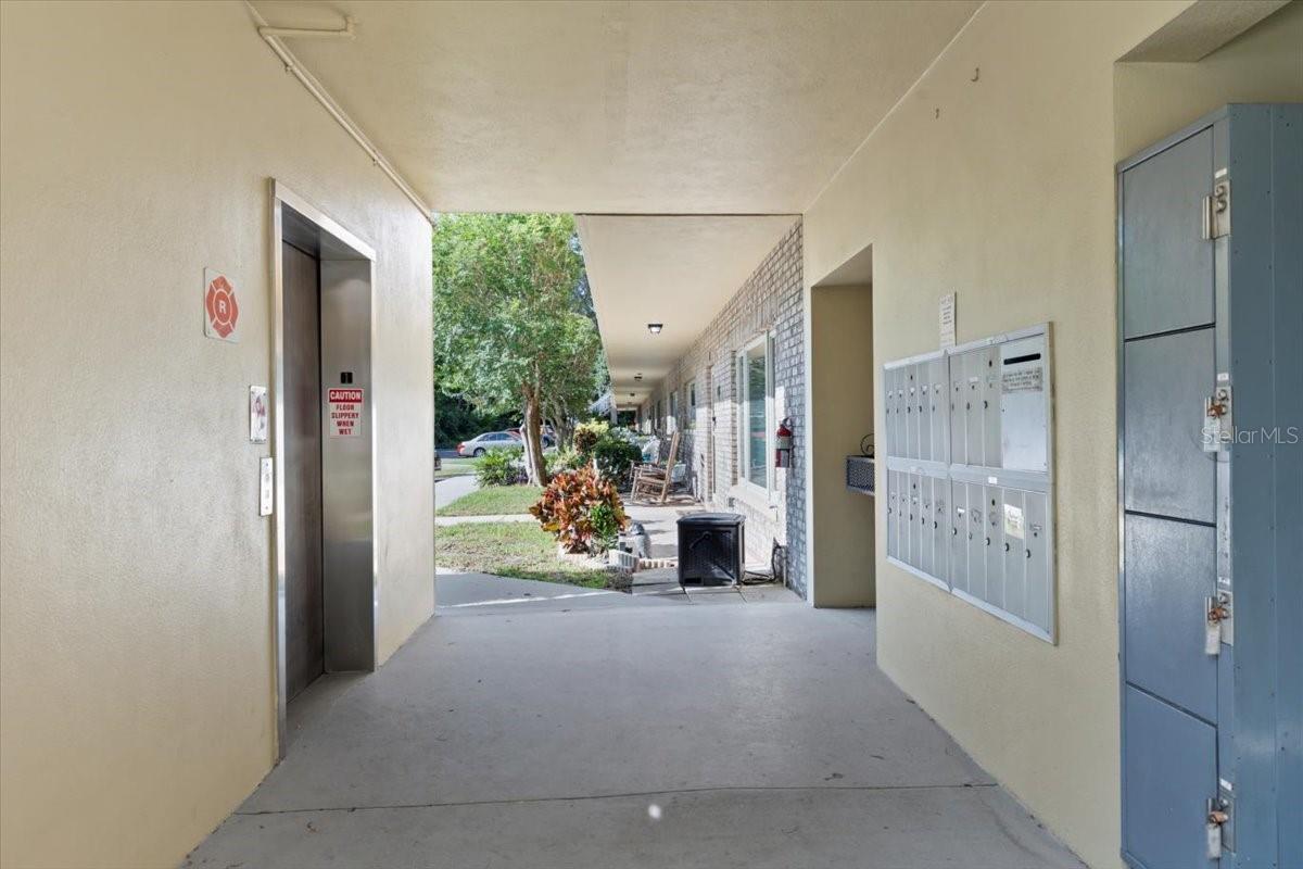 Common area, right out the front door including elevator, mail box and close to storage