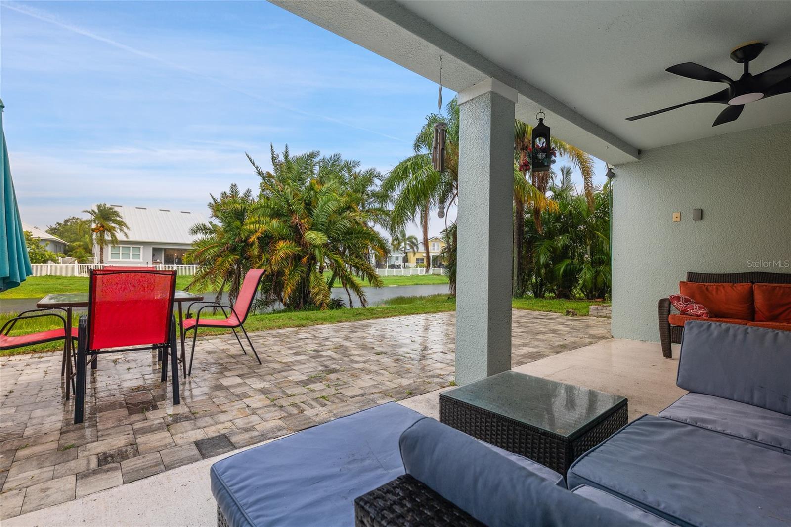 Outdoor Patio Area with views of the Pond