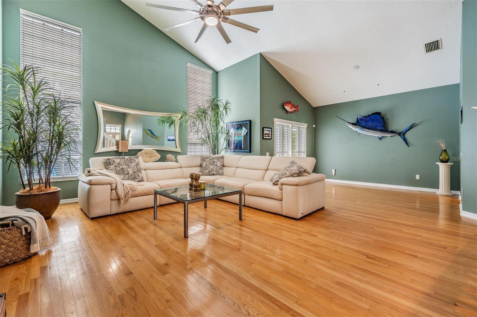 Living Room w/ Vaulted Ceilings