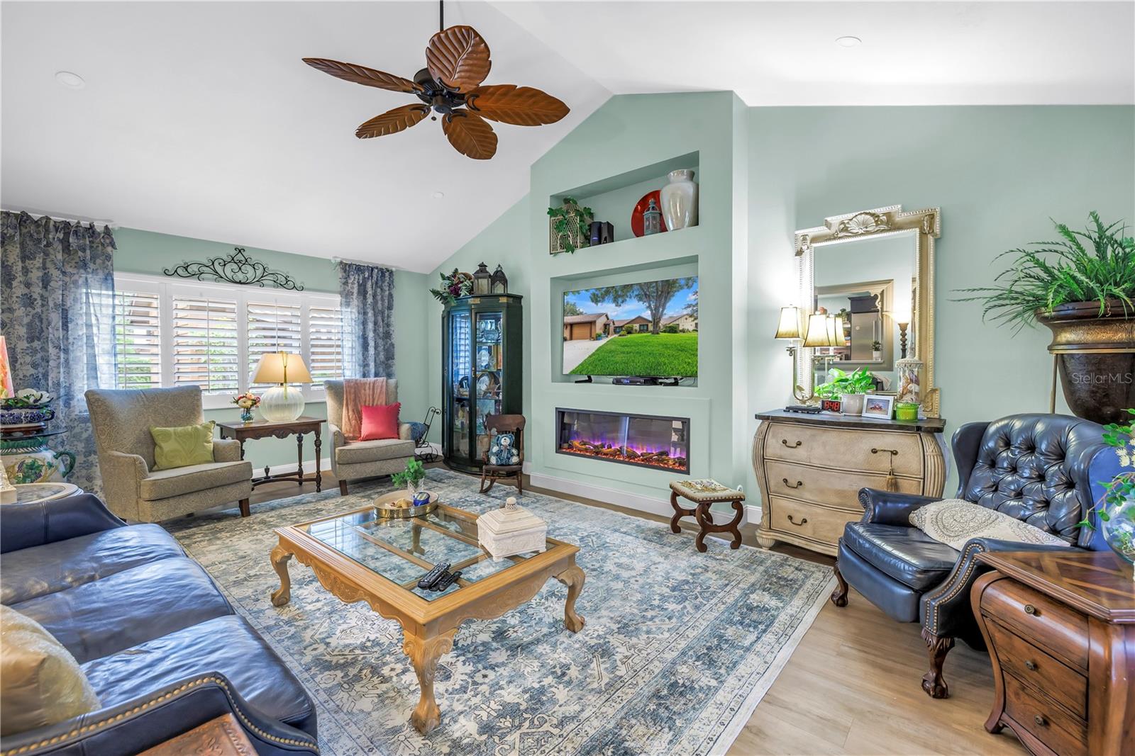 Great Room With Plantation Shutters