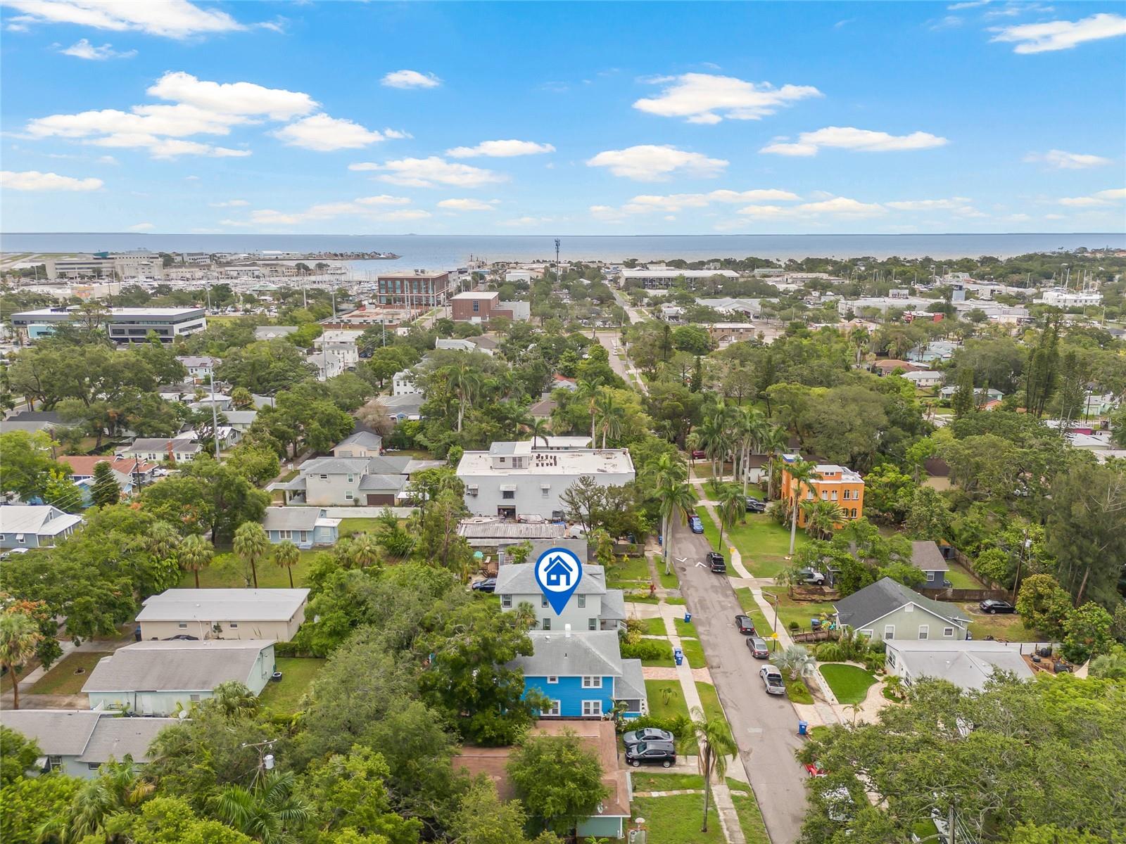 Overhead view looking to the east.