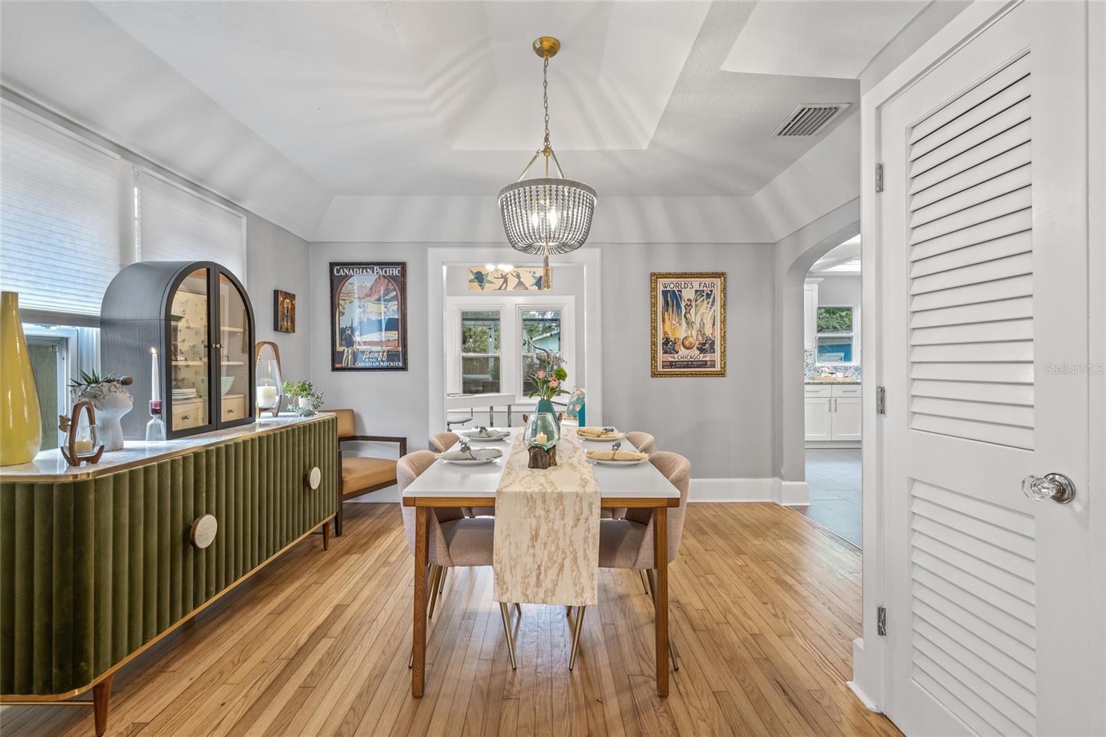 The current owner has chosen to utilize this space as a dining room, perfect for quiet meals or entertaining guests, with plenty of room to extend the table for added seating.