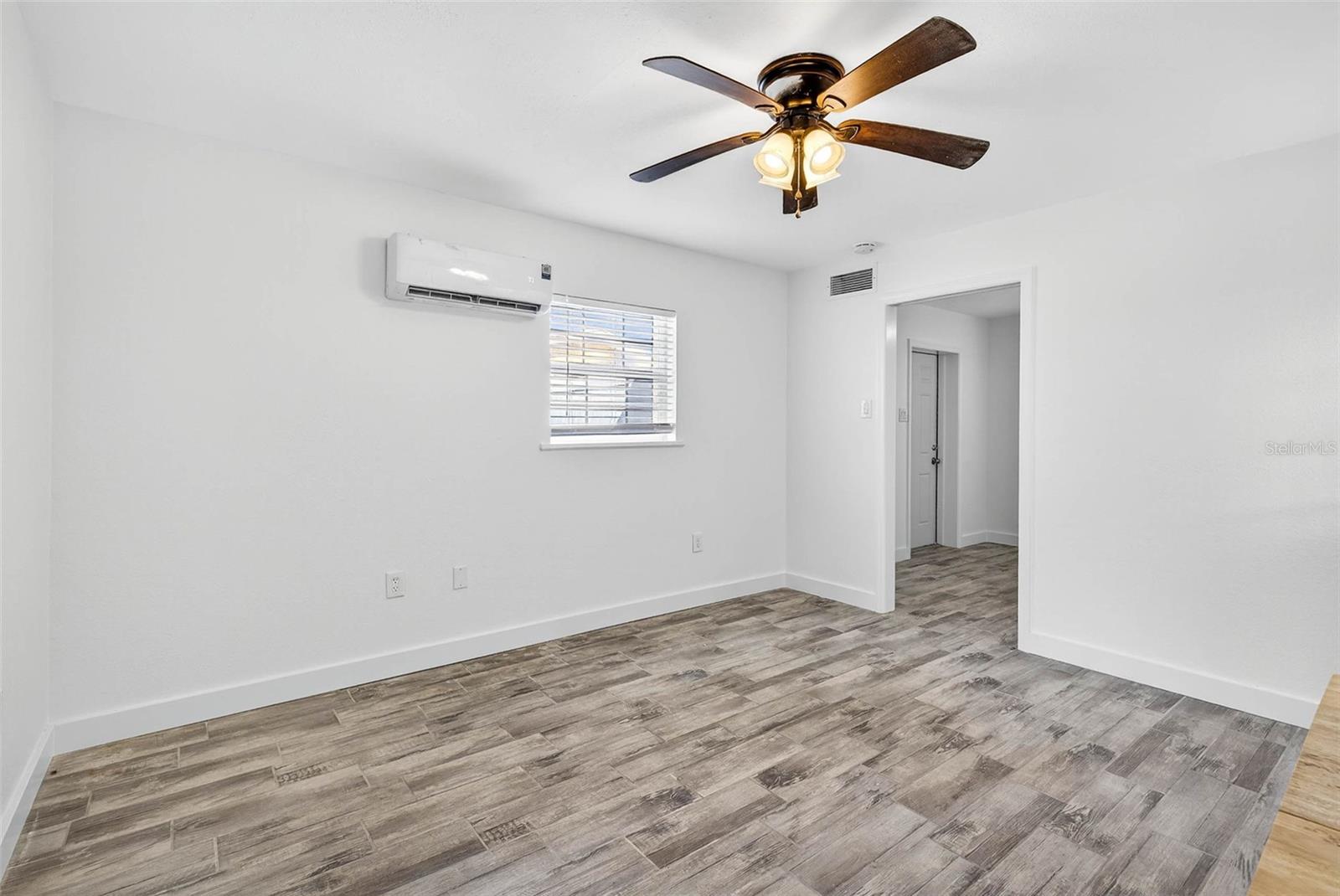 small house bedroom with split system HVAC