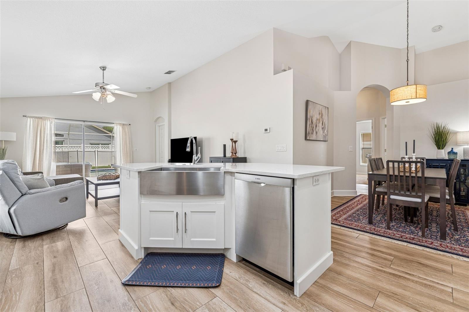 Easy entertaining with your large island made for prepping drinks and dinner!