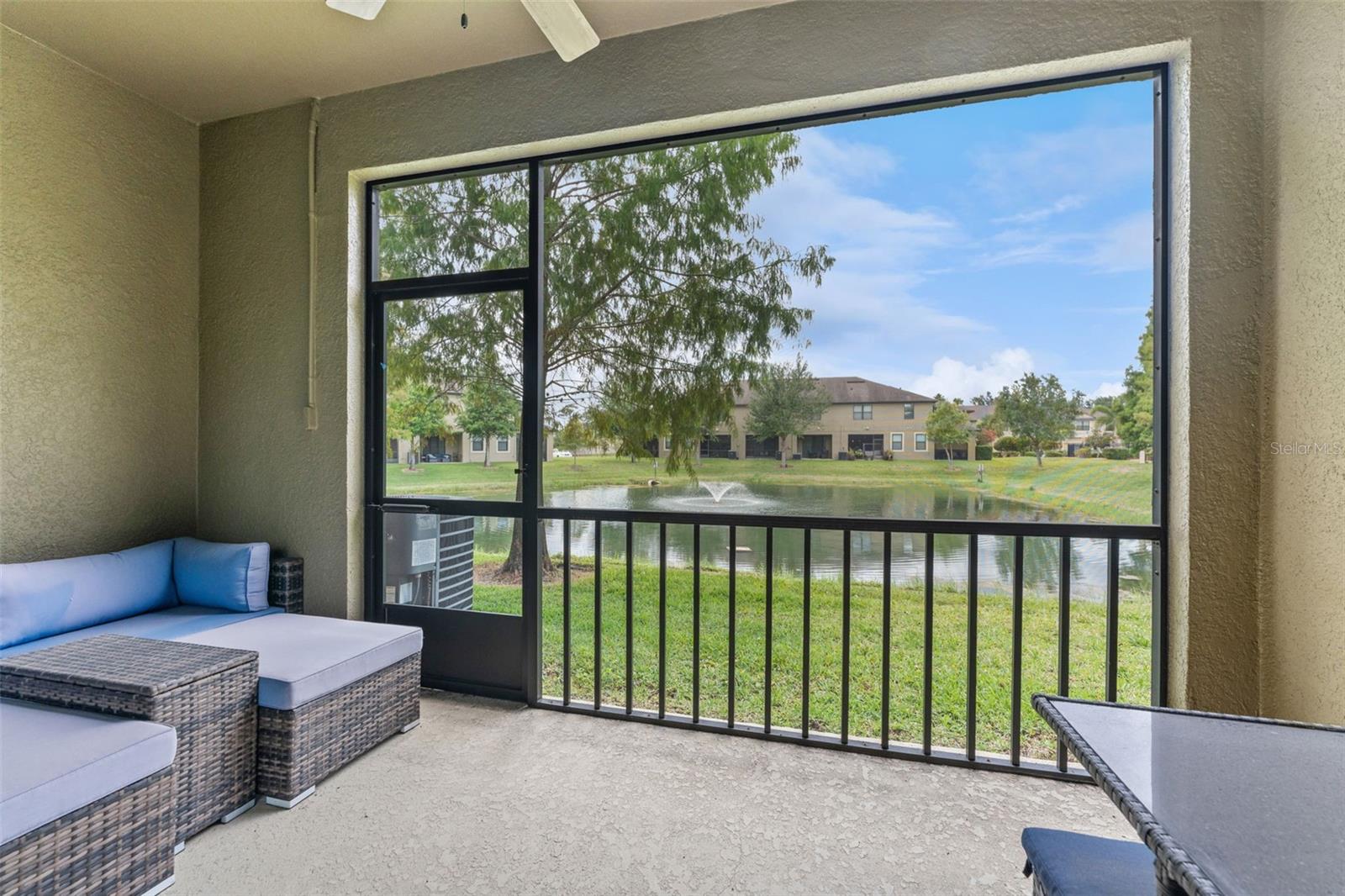 Lanai overlooking pond