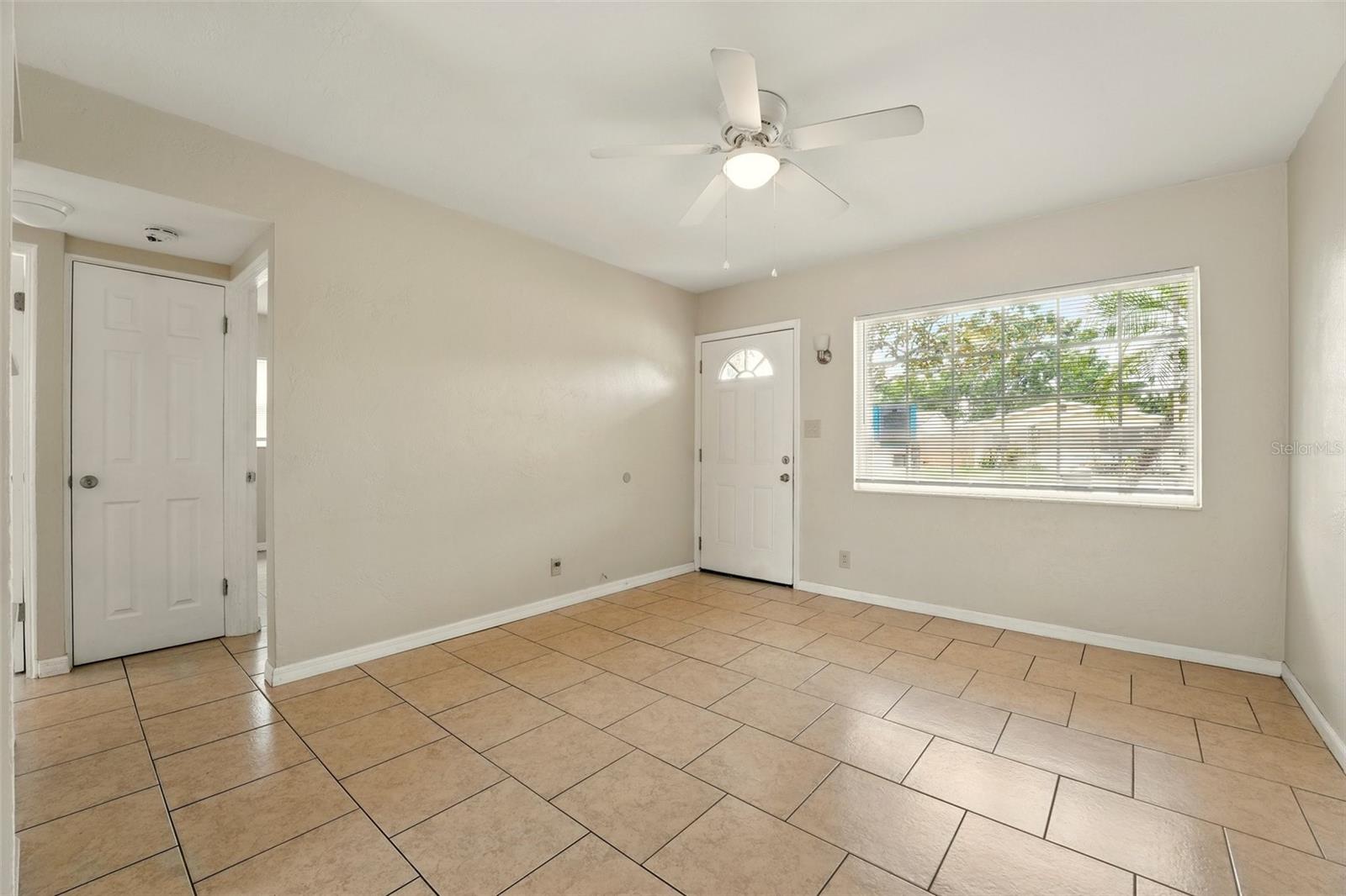 Front door, living room