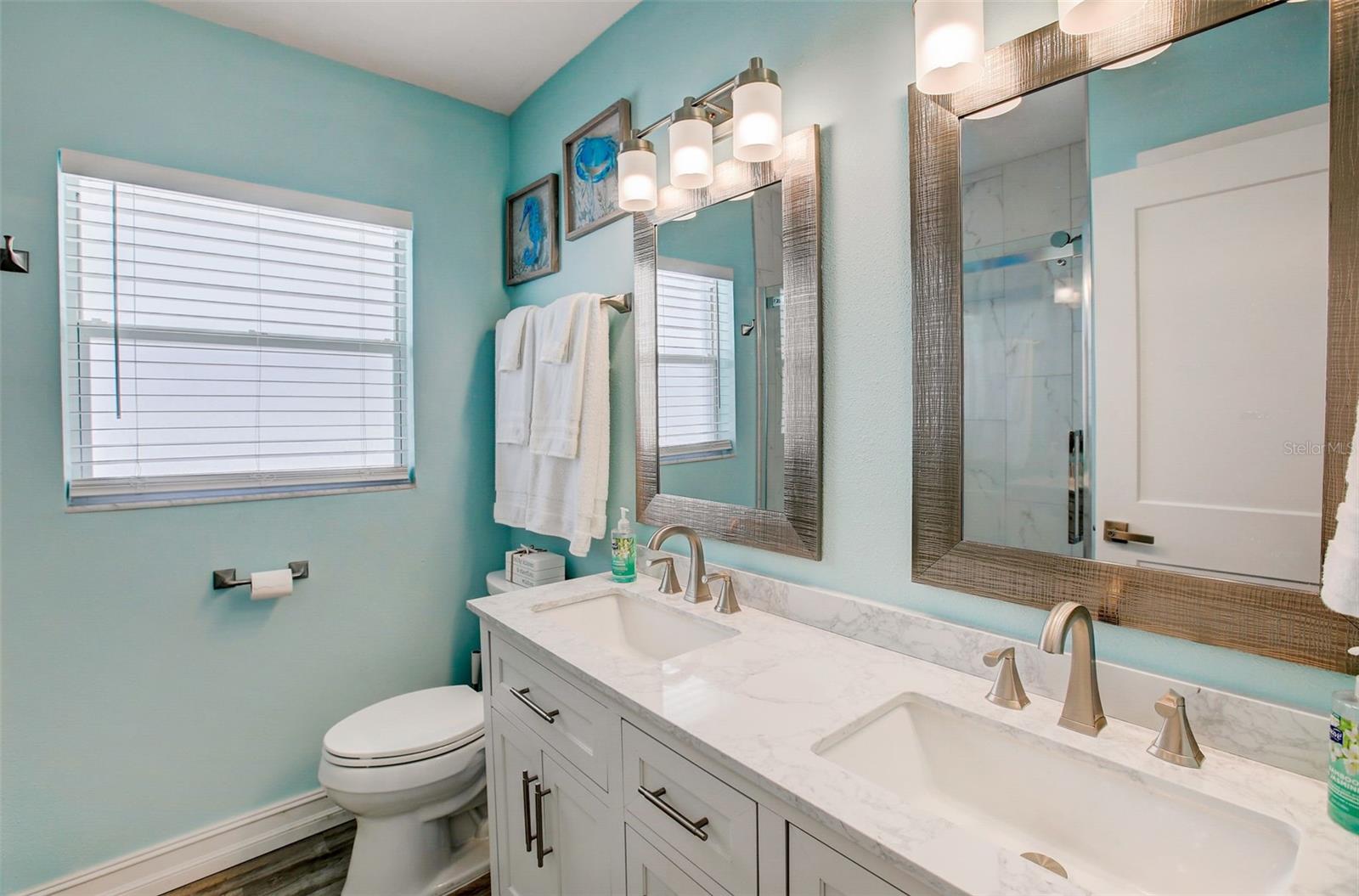Bathroom #1 Dual Sinks and walk in shower